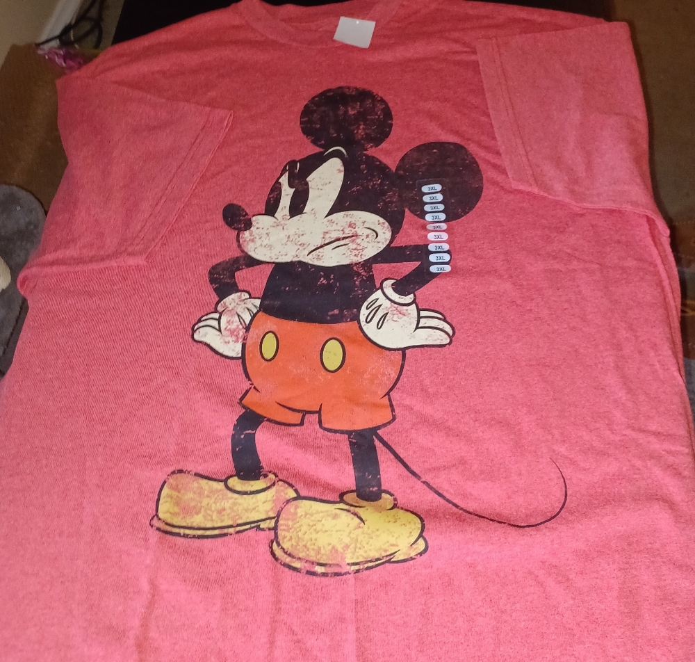 Disney Mickey Mouse Big And Tall Size 3XL Red 3X New With Tags Unisex